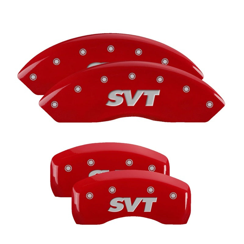 MGP 4 Caliper Covers Engraved Front & Rear SVT Red finish silver ch