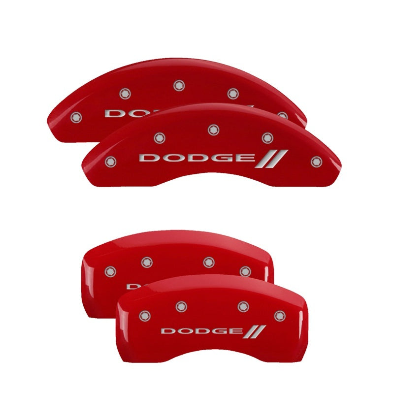 MGP Front set 2 Caliper Covers Engraved Front Bowtie Red finish silver ch