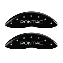 Load image into Gallery viewer, MGP 4 Caliper Covers Engraved Front Pontiac Engraved Rear GTO Black finish silver ch