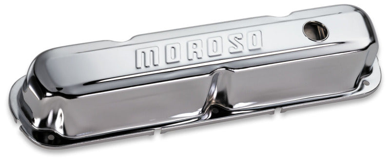 Moroso Mopar 273-360 Valve Cover - w/Baffles - Stamped Steel Chrome Plated - Pair