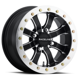 Raceline A71 Mamba 12x7in/4x156 BP/5mm Offset/132.5mm Bore - Black & Machined Ring Beadlock Wheel