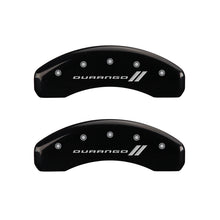 Load image into Gallery viewer, MGP 4 Caliper Covers Engraved Front &amp; Rear With stripes/Durango Black finish silver ch