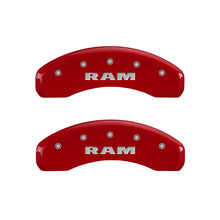 Load image into Gallery viewer, MGP 4 Caliper Covers Engraved Front &amp; Rear RAM Red finish silver ch