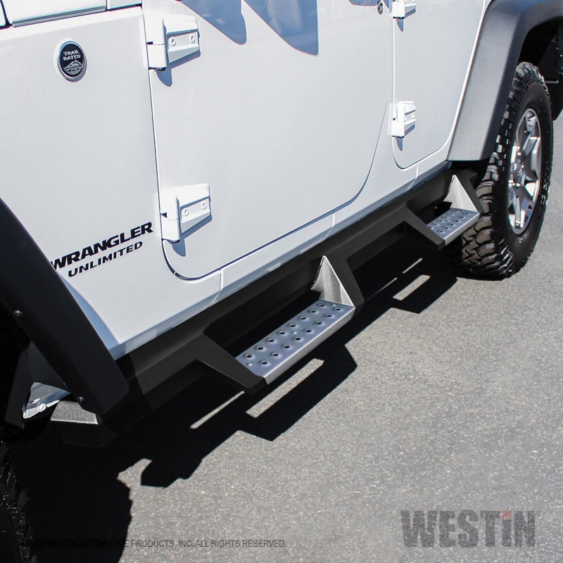 Westin 07-18 Jeep Wrangler JKU 4dr. HDX Stainless Drop Nerf Step Bars - Tex. Blk