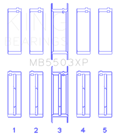 King Engine Bearings Ford V8 351ci 5.8L 16V (Size STD) Performance Main Bearing Set