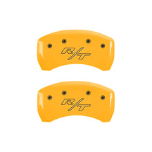 Load image into Gallery viewer, MGP 4 Caliper Covers Engraved Front Charger Engraved Rear RT Yellow finish black ch