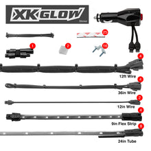 Load image into Gallery viewer, XK Glow Single Color XKGLOW UnderglowLED Accent Light Car/Truck Kit Blue - 8x24In Tube + 4x8In Strip