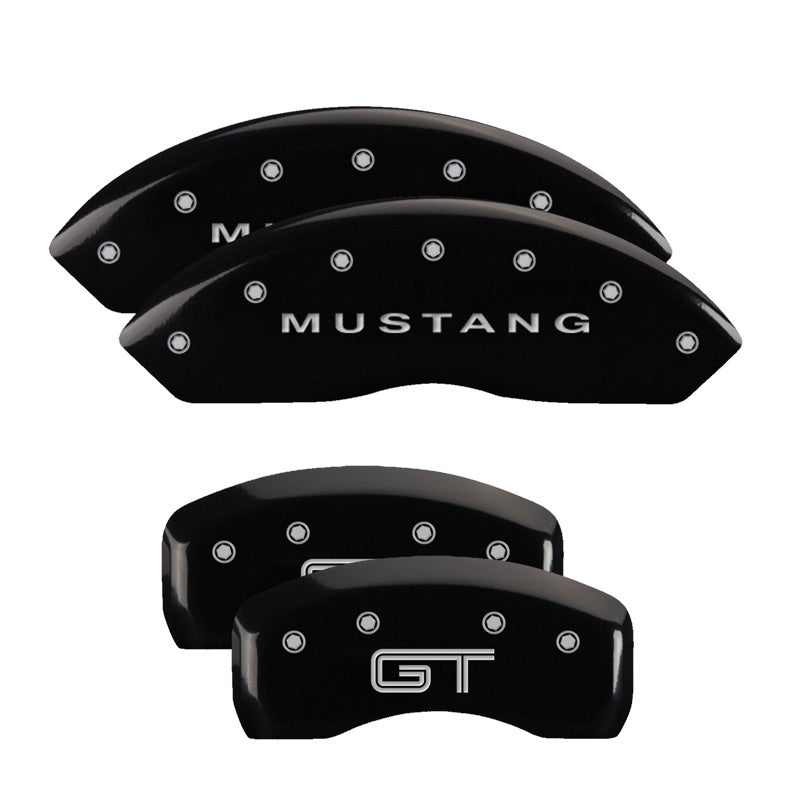 MGP 4 Caliper Covers Engraved Front Mustang Engraved Rear S197/GT Black finish silver ch