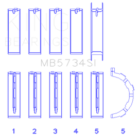 King Engine Bearings Ford 302 Cid Coyote (Size +0.5mm) Main Bearing Set