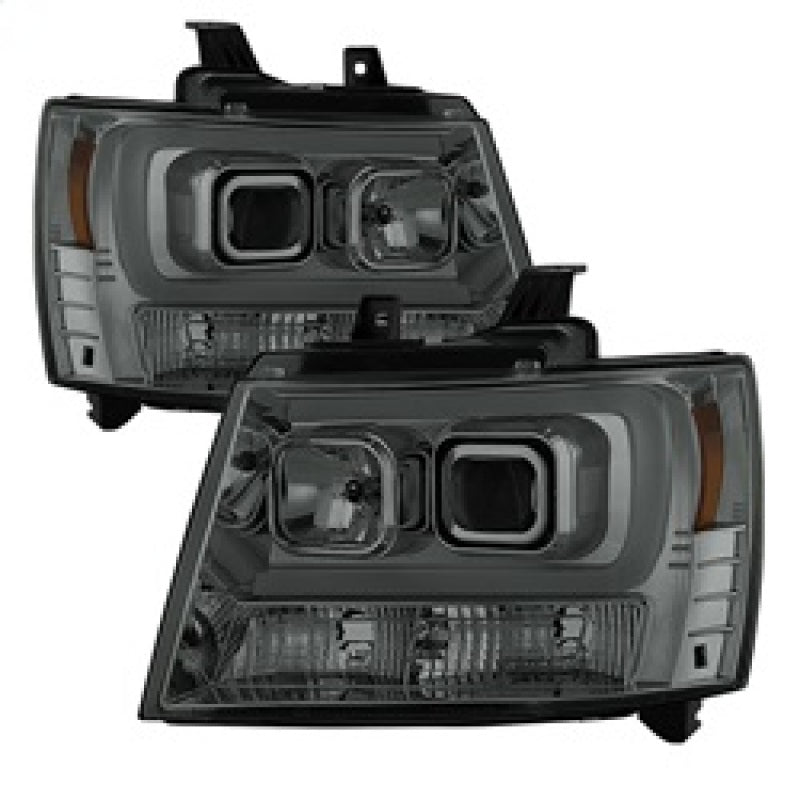 Spyder 07-14 Chevy Suburban/1500/2500/Tahoe V2 Projector Headlights Smoke PRO-YD-CSUB07V2-DRL-SM