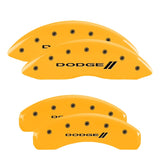 MGP 4 Caliper Covers Engraved Front & Rear 11-18 Dodge Durango Yellow Finish Black Dodge II Logo