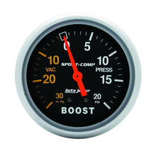 Load image into Gallery viewer, Autometer Sport-Comp 2-5/8in 30 IN HG/20 PSI Mechanical Boost/Vacuum Gauge