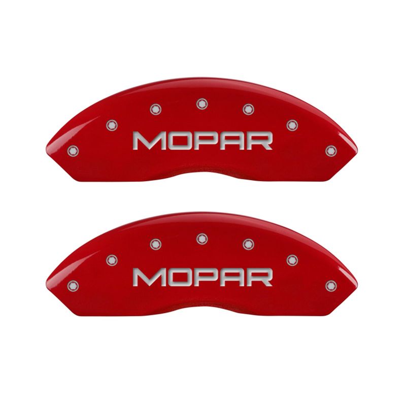 MGP 4 Caliper Covers Engraved Front & Rear MOPAR Red finish silver ch