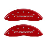 MGP 4 Caliper Covers Engraved Front & Rear Block/Charger Red finish silver ch