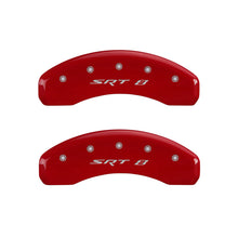 Load image into Gallery viewer, MGP 4 Caliper Covers Engraved Front &amp; Rear SRT8 Red finish silver ch