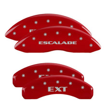 Load image into Gallery viewer, MGP 4 Caliper Covers Engraved Front Escalade Engraved Rear EXT Red finish silver ch