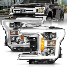 Load image into Gallery viewer, ANZO 18-19 Ford F-150 Projector Headlights w/Plank Style Switchback Chrome w/Amber