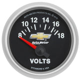 AutoMeter Gauge Voltmeter 2-1/16in. 18V Electric Chevy Gold Bowtie