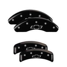 Load image into Gallery viewer, MGP 4 Caliper Covers Engraved Front &amp; Rear Bowtie Black finish silver ch