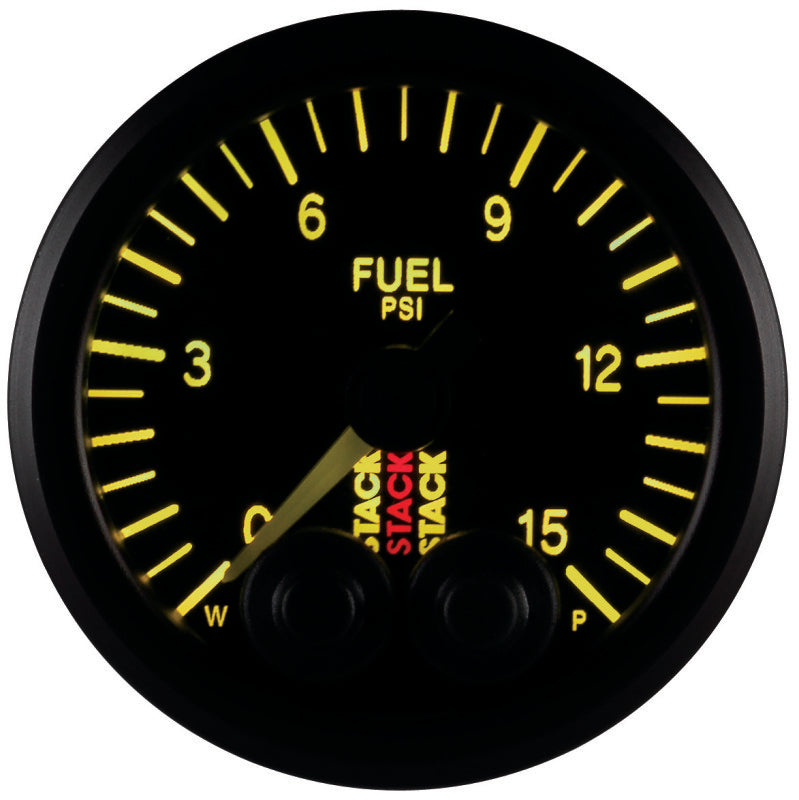 Autometer Stack 52mm 0-15 PSI 1/8in NPTF Male Pro-Control Fuel Pressure Gauge - Black