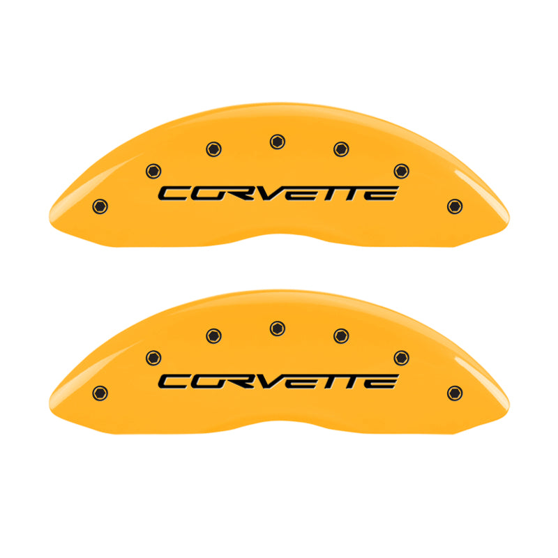 MGP 4 Caliper Covers Engraved Front & Rear C6/Corvette Yellow finish black ch