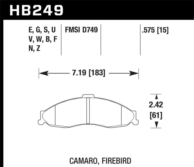 Hawk 1998-2002 Chevrolet Camaro SS 5.7 HPS 5.0 Front Brake Pads