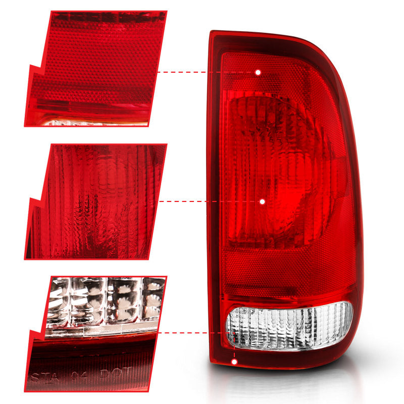 ANZO 1997-2003 Ford F-150 Taillight Red/Clear Lens (OE Replacement)