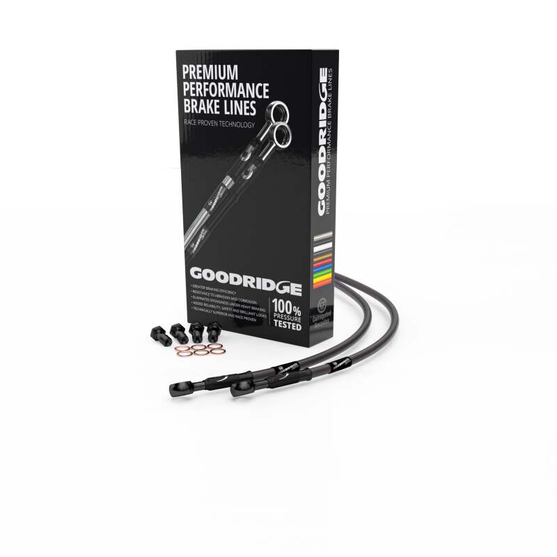 Goodridge 2003 BMW R1100S Boxer Cup Rep Carbon Rear SS Brake Lines w/Black Fittings