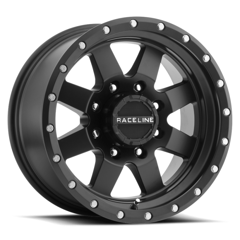 Raceline 935B Defender 16x8in / 6x139.7 BP / 0mm Offset / 107.95mm Bore - Satin Black Wheel