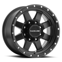 Load image into Gallery viewer, Raceline 935B Defender 20x9in / 5x127 BP / 18mm Offset / 83.82mm Bore - Satin Black Wheel