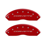 MGP 4 Caliper Covers Engraved Front C5/Corvette Engraved Rear C5/Z06 Red finish silver ch