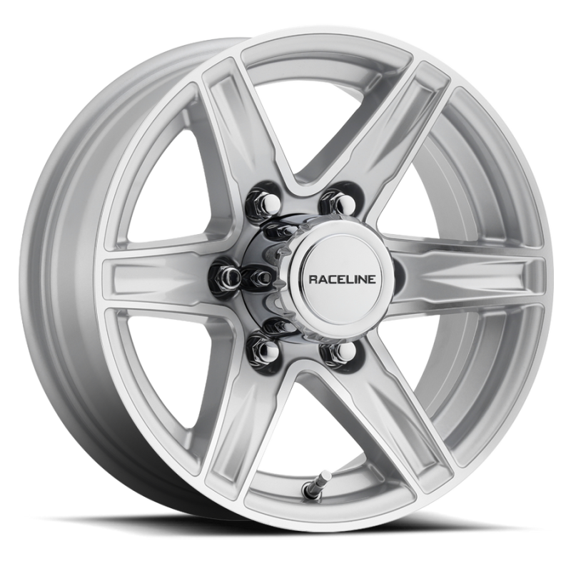 Raceline 810S Stylus 16x6in / 8x165.1 BP / 0mm Offset / 4.90mm Bore - Silver & Machined Wheel