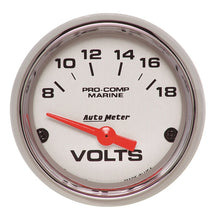 Load image into Gallery viewer, Autometer Marine Chrome Ultra-Lite 2-1/16in 18V Electric Voltmeter Gauge