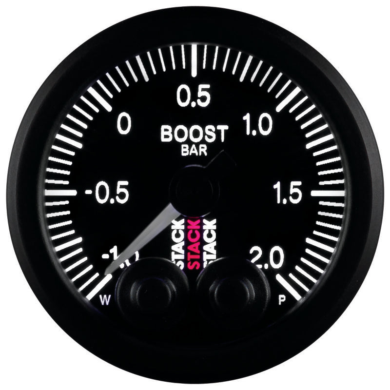 Autometer Stack 52mm -1 to +2 Bar (Incl T-Fitting) Pro-Control Boost Pressure Gauge - Black