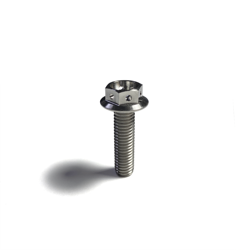 Ticon Industries Titanium Bolt Flanged M5x15x.8TP 8mm 6pt Head Drilled