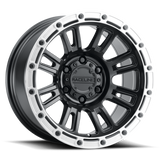 Raceline 956BS Compass 18x9in / 6x139.7 BP / 18mm Offset / 106.1mm Bore - Black & Silver Lip Wheel