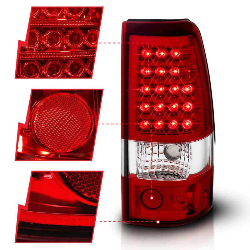 ANZO 2003-2006 Chevrolet Silverado 1500 LED Taillights Red/Clear