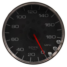 Load image into Gallery viewer, Autometer Spek-Pro Gauge Speedometer 5in 180 Mph Elec. Programmable Black/Chrome