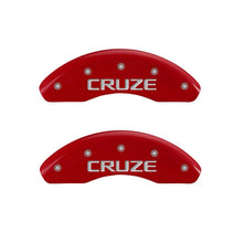 Load image into Gallery viewer, MGP 4 Caliper Covers Engraved Front &amp; Rear Cruze Red finish silver ch