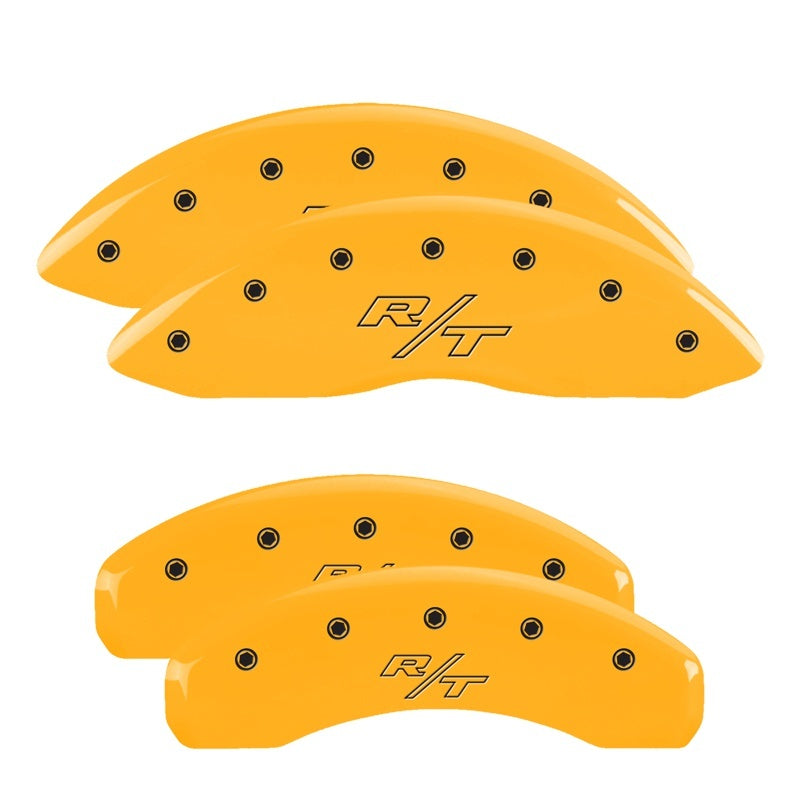 MGP 4 Caliper Covers Engraved Front & Rear Vintage Style/RT Yellow finish black ch