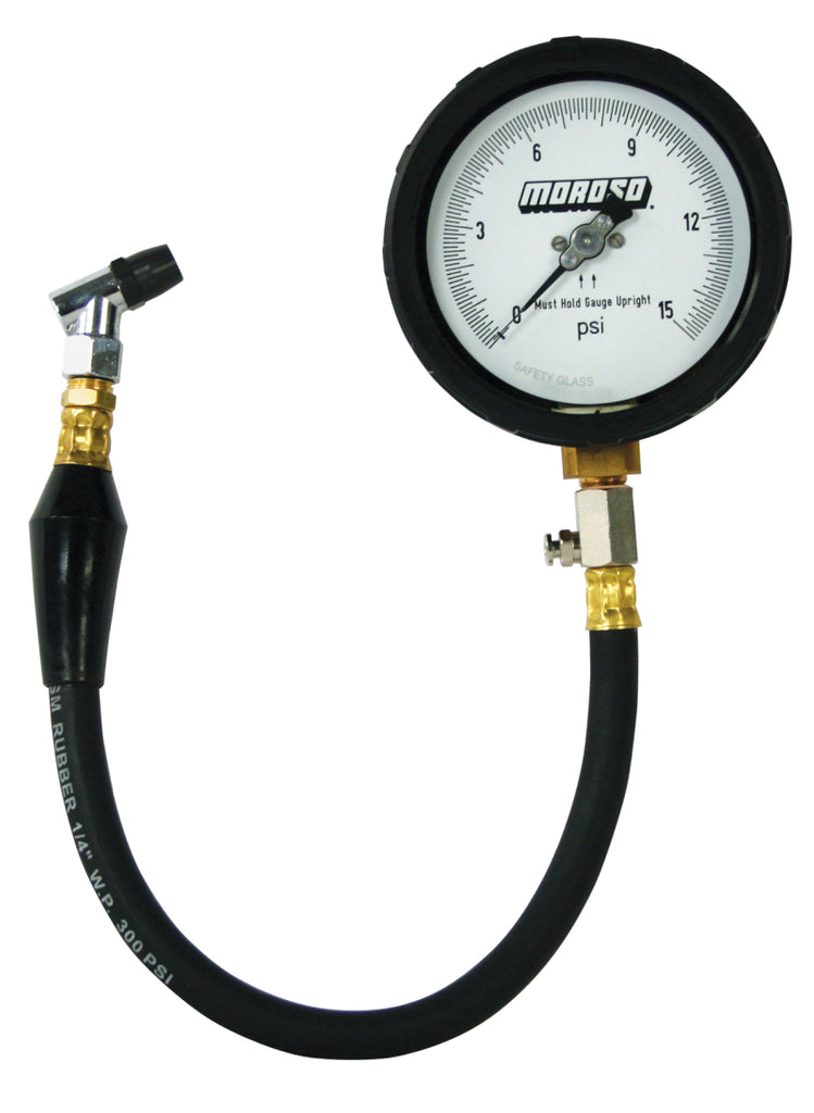 Moroso Tire Pressure Gauge 0-15psi - 4in Display - 1/2 Percent Accuracy