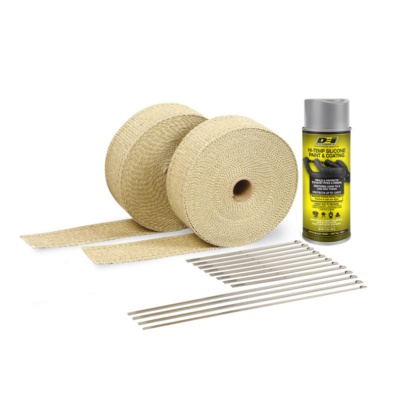 DEI Exhaust Wrap Kit - Tan Wrap & Aluminum HT Silicone Coating (Aerosol)