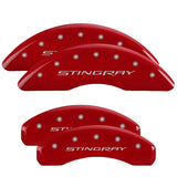 MGP 4 Caliper Covers Engraved Front & Rear Stingray Red finish silver ch