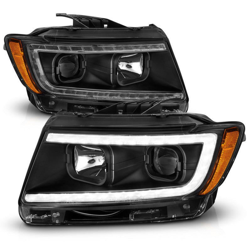 ANZO 11-13 Jeep Grand Cherokee (Factory Halogen Only) Projector Headlights w/Light Bar Swtchbk Black