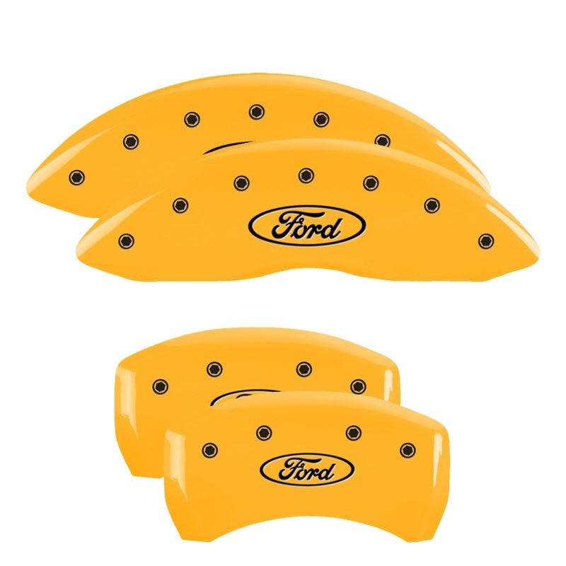 MGP 4 Caliper Covers Engraved Front Mustang Rear Pony Yellow Finish Black Char 1997 Ford Mustang