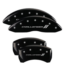 Load image into Gallery viewer, MGP 4 Caliper Covers Engraved Front &amp; Rear Cursive/Challenger Black finish silver ch