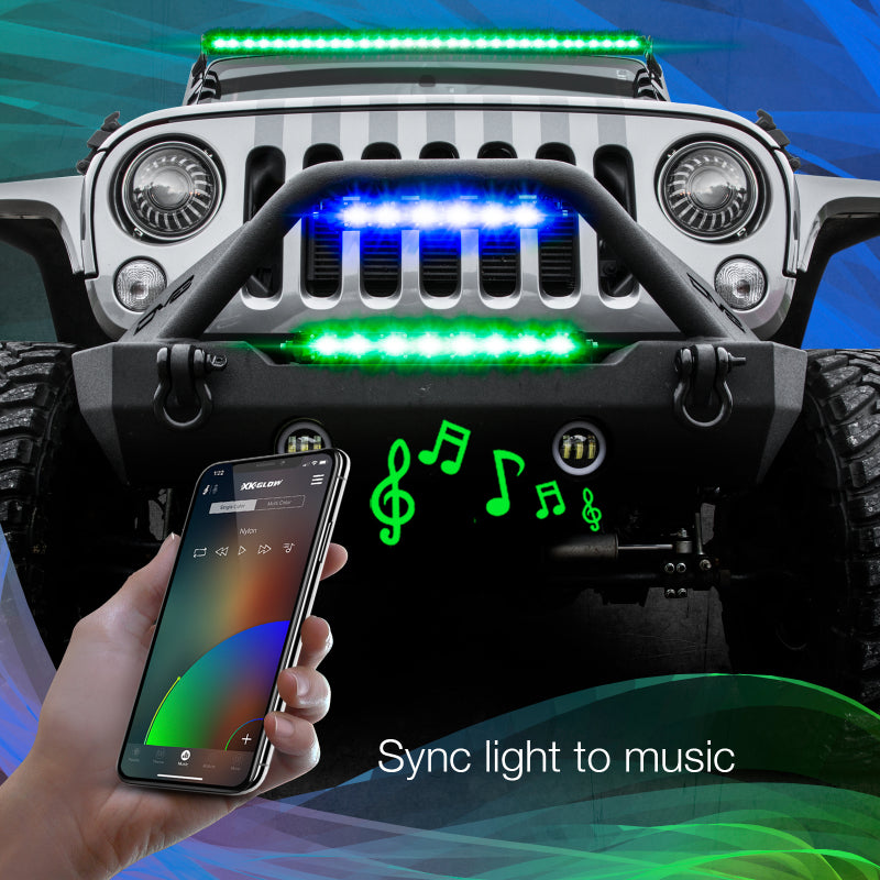 XK Glow RGBW Light Bar High Power Offroad Work/Hunting Light w/ Bluetooth Controller 20In