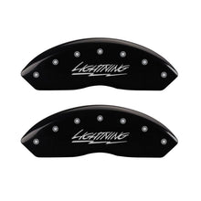 Load image into Gallery viewer, MGP 4 Caliper Covers Engraved Front &amp; Rear Lightning Black finish silver ch