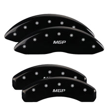 Load image into Gallery viewer, MGP 4 Caliper Covers Engraved Front &amp; Rear MGP Black Finish Silver Char 2016 Chevrolet SS