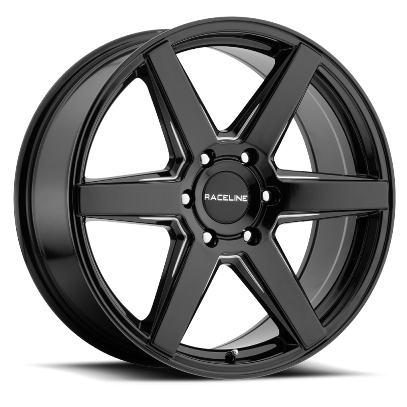 Raceline 156B Surge 18x8in / 6x132 BP / 35mm Offset / 74.6mm Bore - Black & Milled Wheel